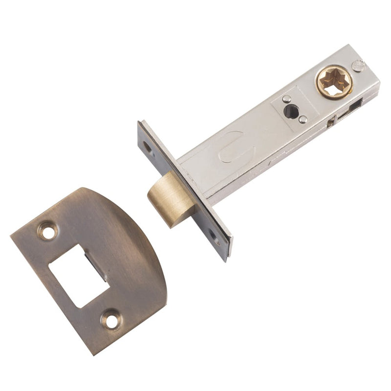 Tube Latch Split Cam Hard Sprung 'D' Striker Antique Brass Backset 70mm