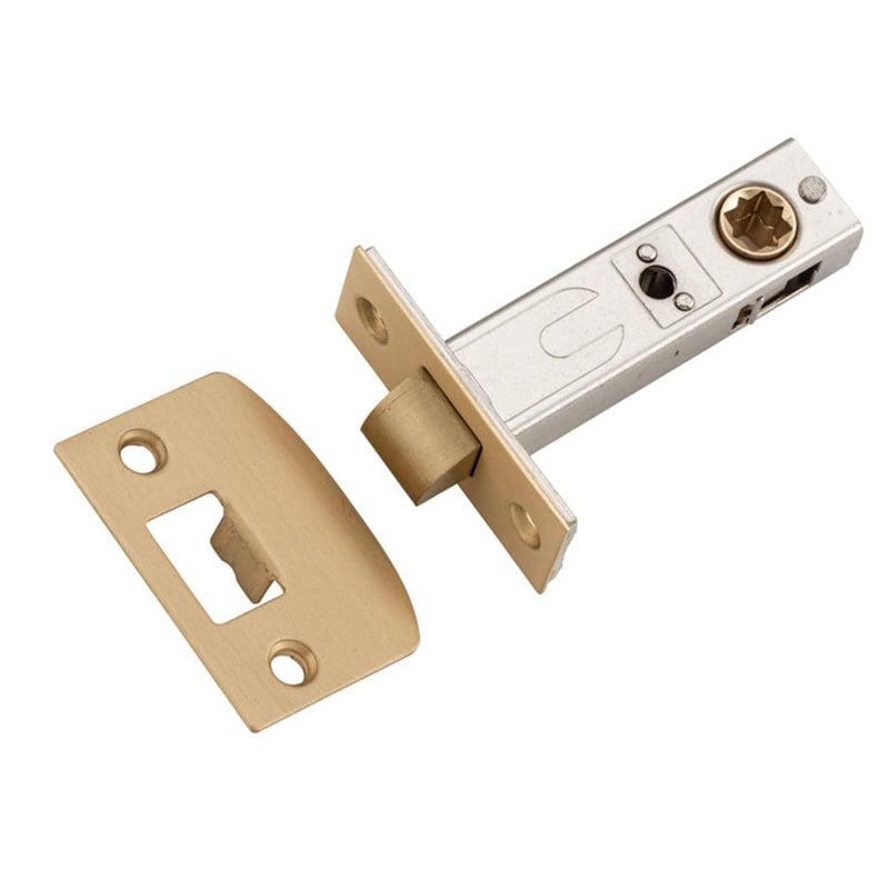 Tube Latch Split Cam Hard Sprung 'D' Striker Satin Brass Backset 60mm