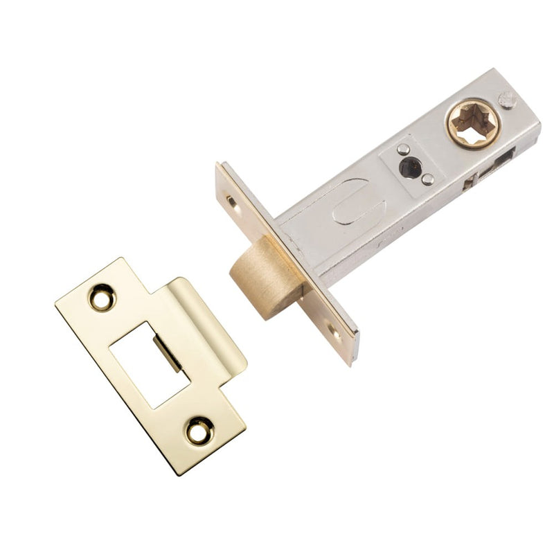 Tube Latch Split Cam Hard Sprung 'T' Striker Polished Brass Backset 60mm