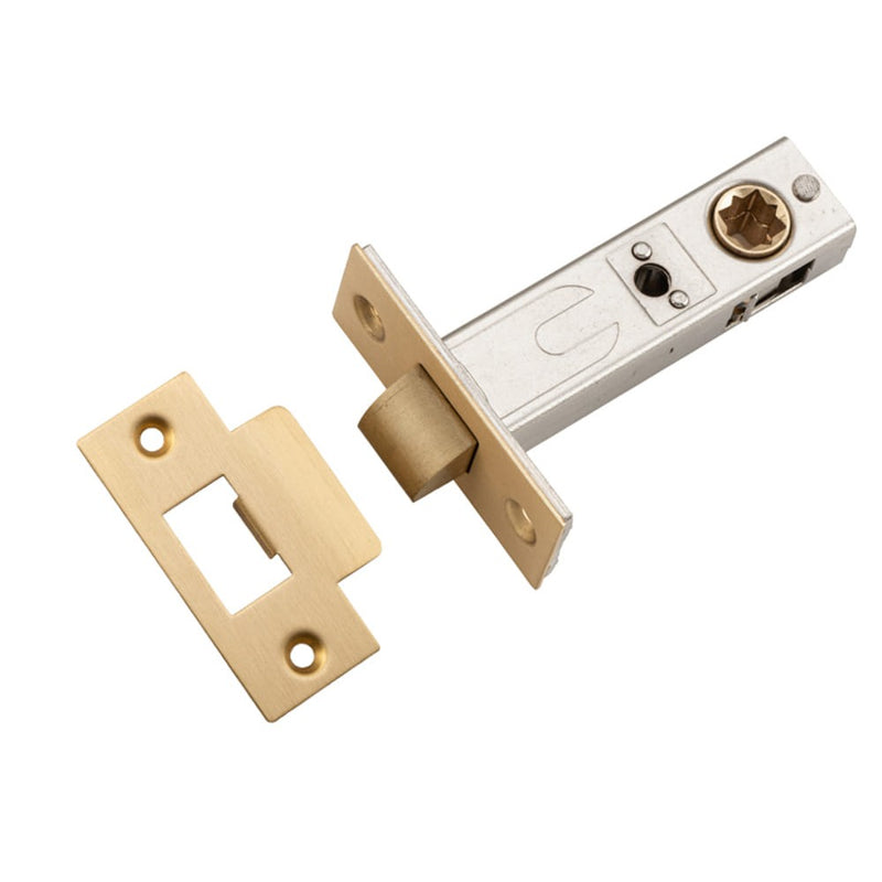 Tube Latch Split Cam Hard Sprung 'T' Striker Brushed Brass Backset 60mm