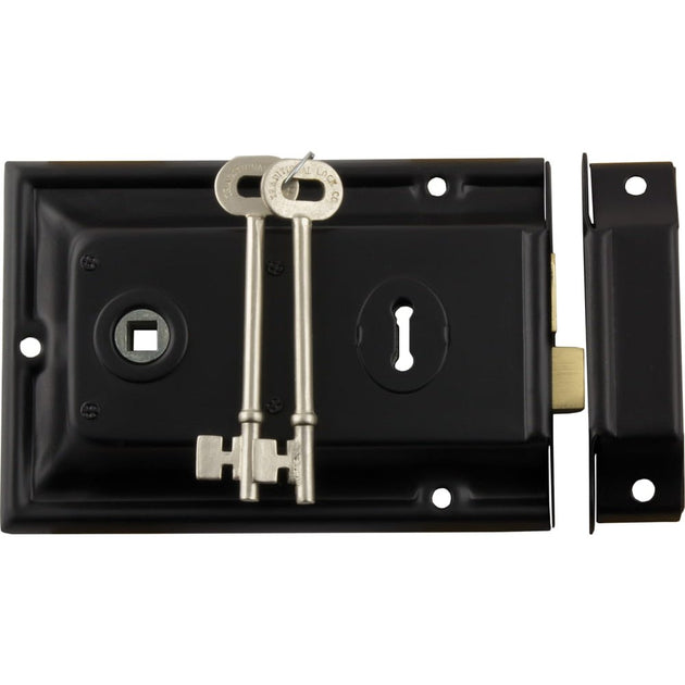 Rim Lock Black Trim Matt Black | Paddington Hardware
