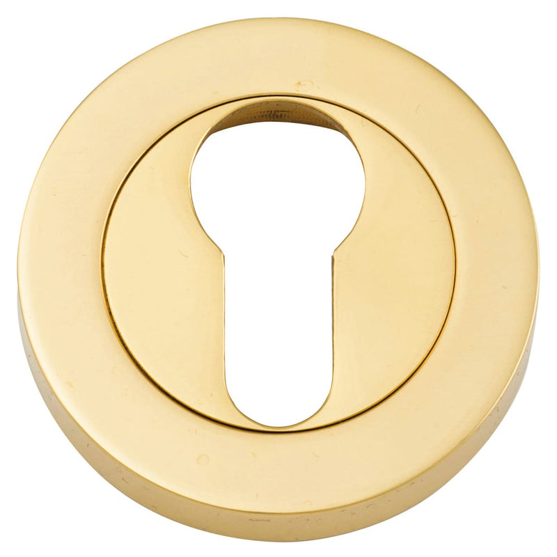 Escutcheon Euro Concealed Fix Round Pair Polished Brass