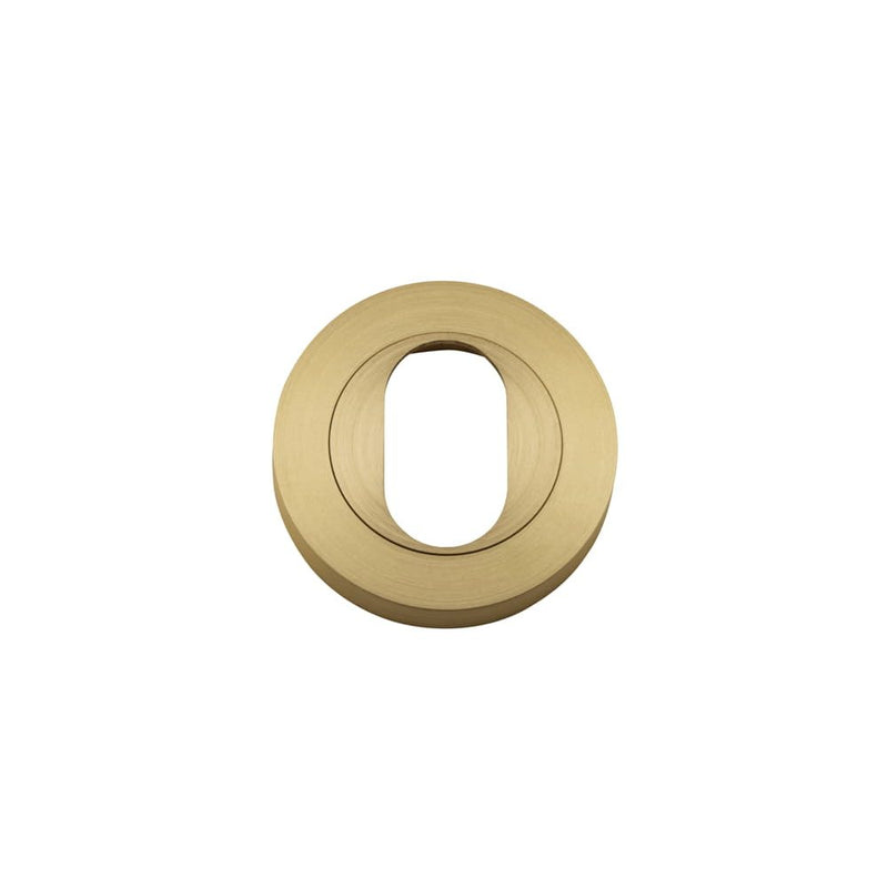 Escutcheon Oval Round Pair Brushed Brass