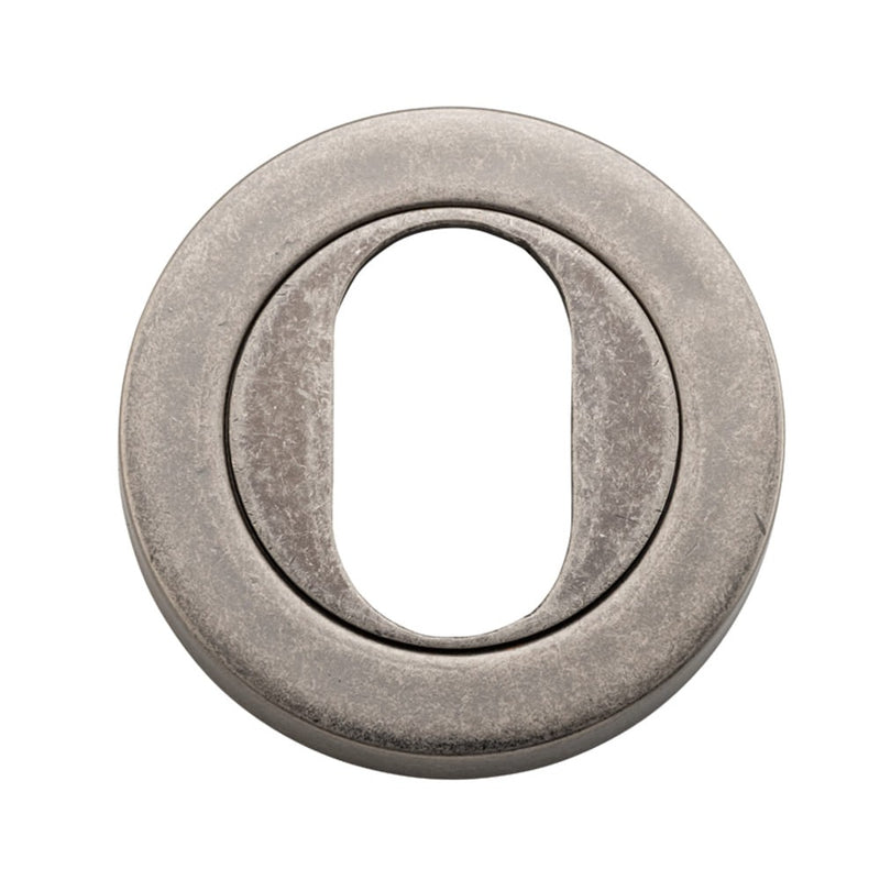 Escutcheon Oval Round Pair Distressed Nickel