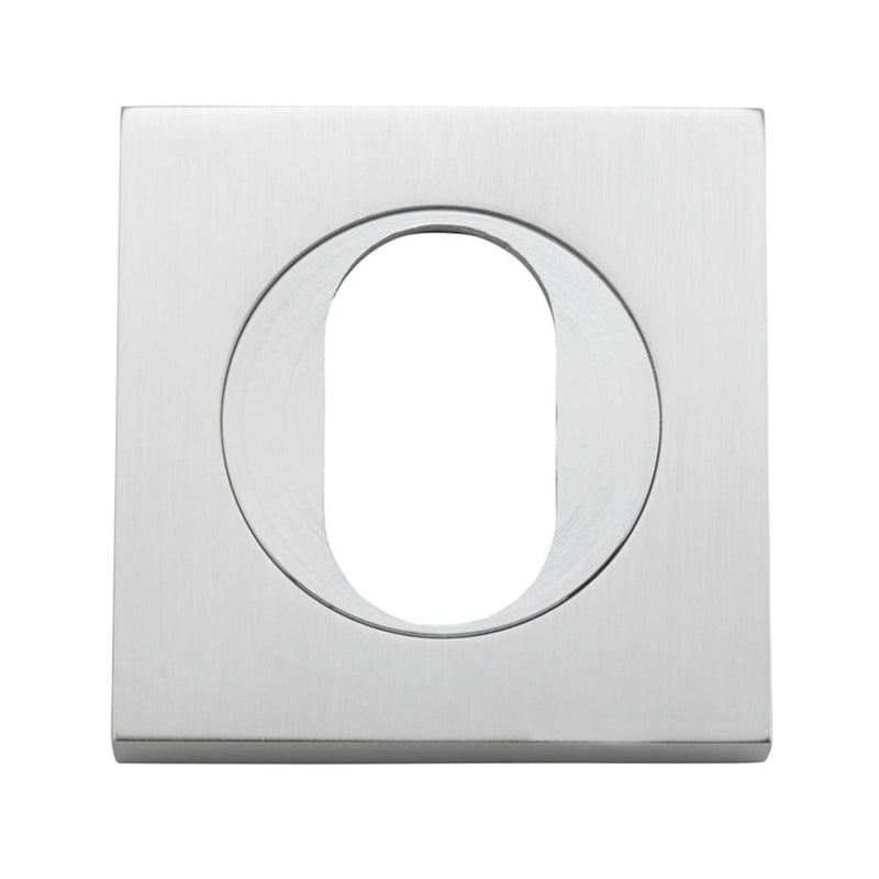Escutcheon Oval Square Pair Brushed Chrome