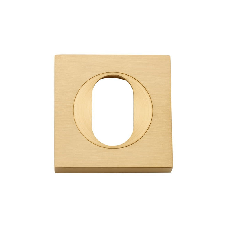 Escutcheon Oval Square Pair Brushed Brass
