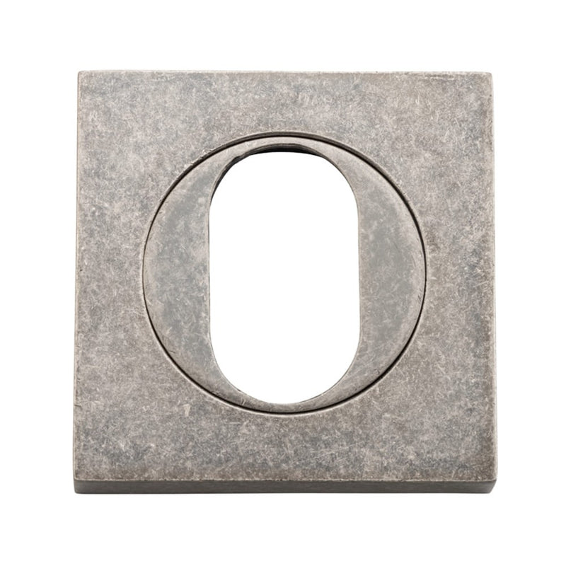 Escutcheon Oval Square Pair Distressed Nickel