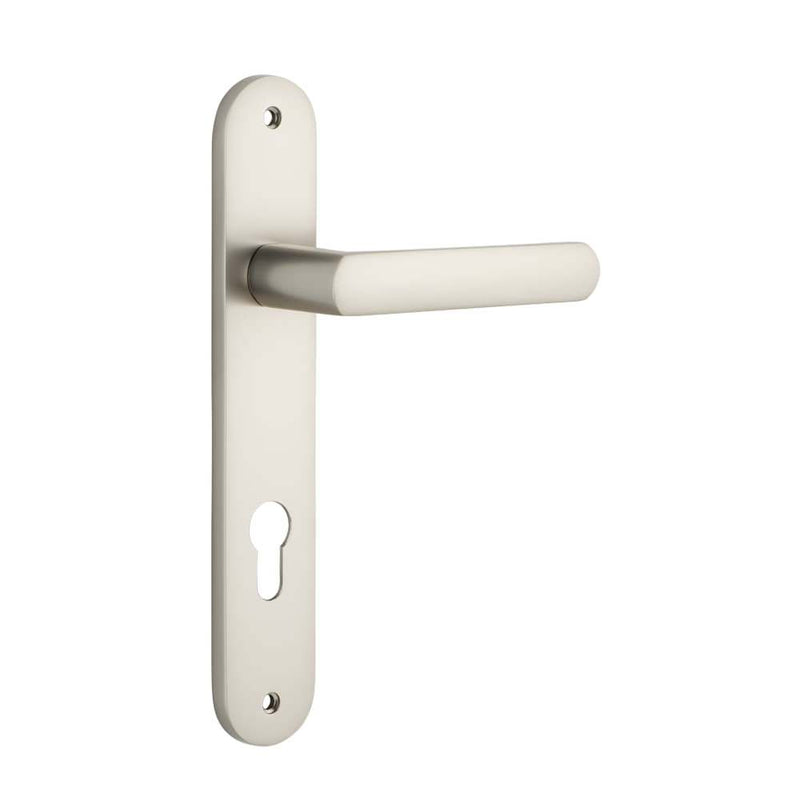 Door Lever Osaka Oval Euro Pair Satin Nickel