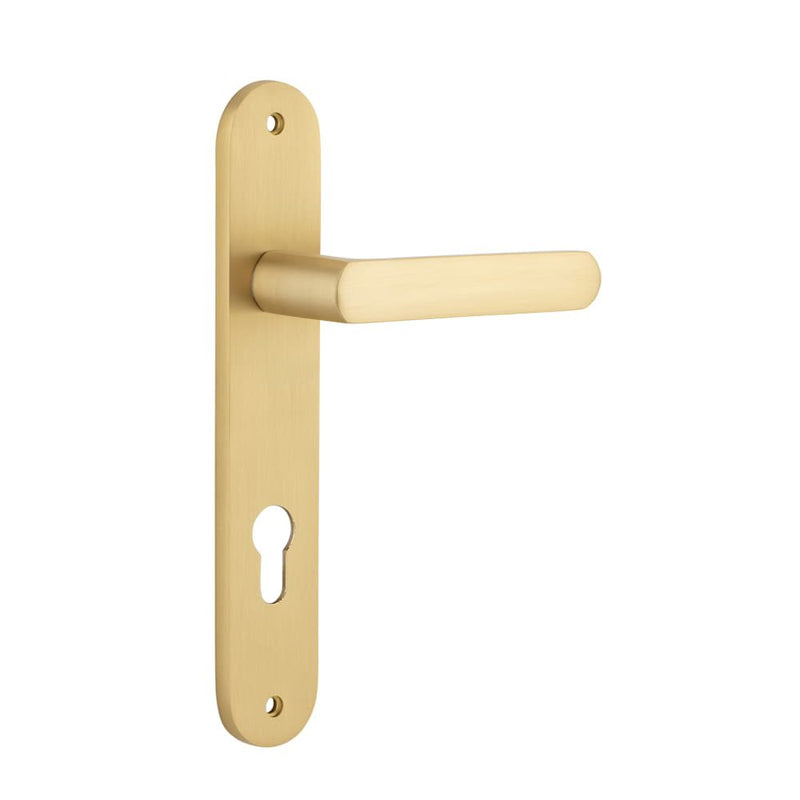 Door Lever Osaka Oval Euro Pair Brushed Brass