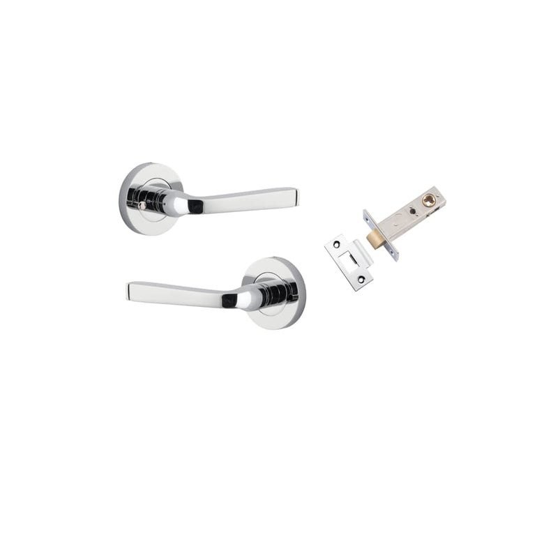 Door Lever Annecy Round Rose Inbuilt Privacy kit Polished Chrome