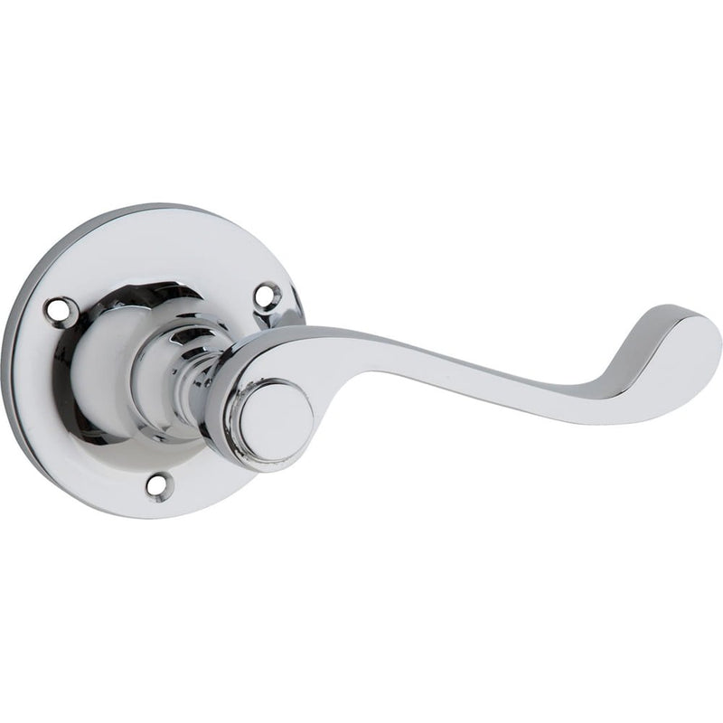 Door Lever Milton Round Rose Pair Chrome Plated