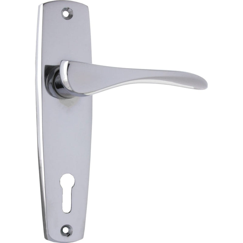 Door Lever Mid Century Lock Pair Chrome Plated