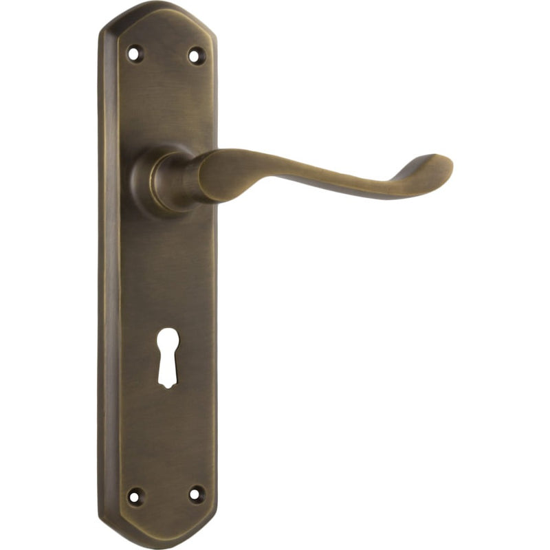 Door Lever Windsor Lock Pair Antique Brass