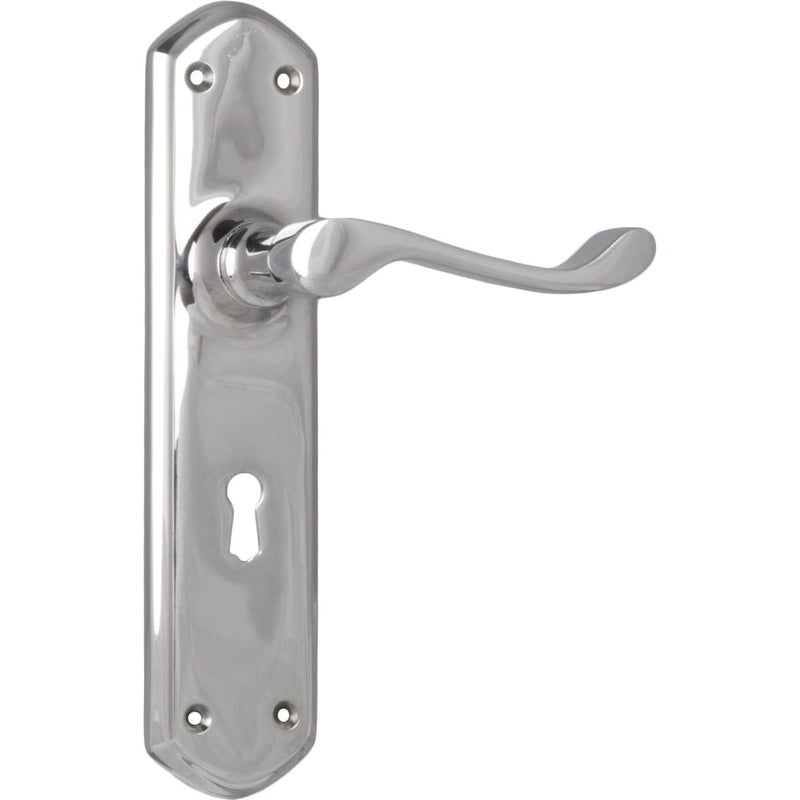 Door Lever Windsor Lock Pair Chrome Plated