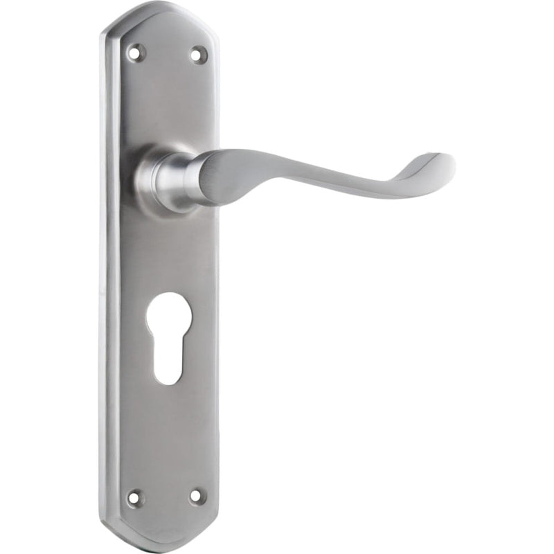 Door Lever Windsor Euro Pair Satin Chrome