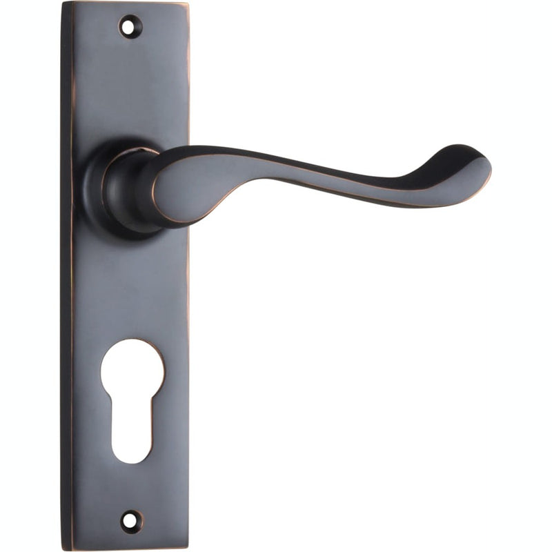 Door Lever Fremantle Euro Pair Antique Copper