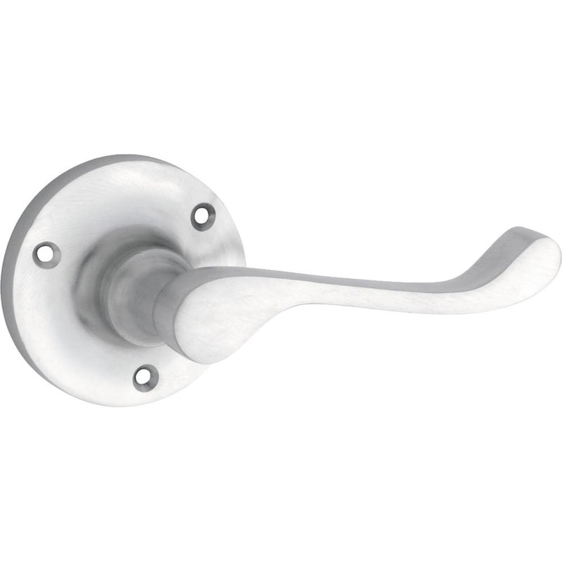 Door Lever Victorian Round Rose Pair Satin Chrome