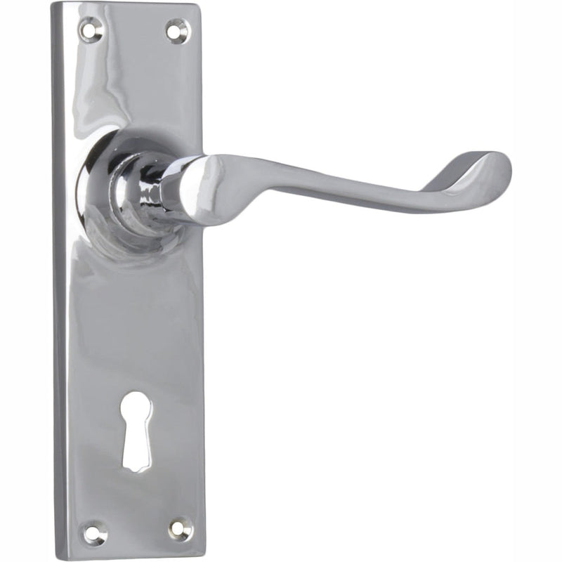 Door Lever Victorian Lock Pair Chrome Plated