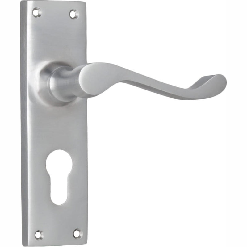 Door Lever Victorian Euro Pair Satin Chrome