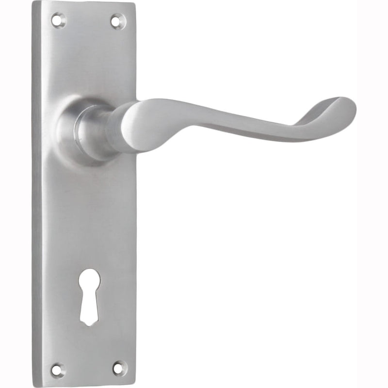 Door Lever Victorian Lock Pair Satin Chrome