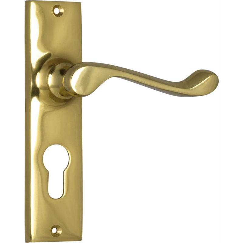 Door Lever Fremantle Euro Pair Polished Brass
