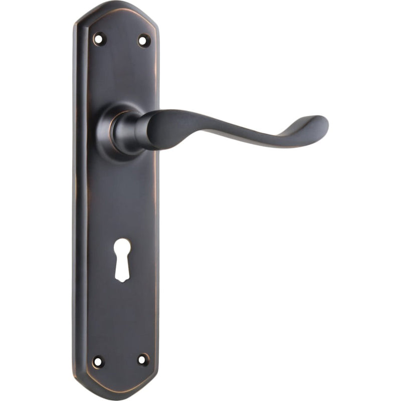 Door Lever Windsor Lock Pair Antique Copper