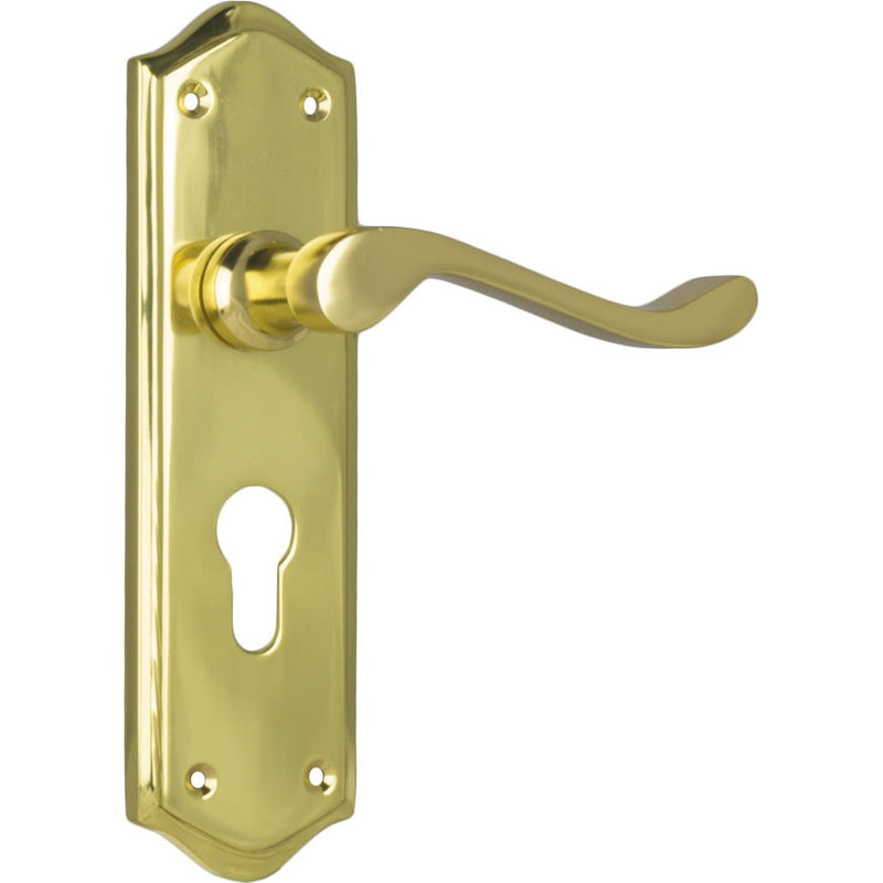 Door Lever Henley Euro Pair Polished Brass