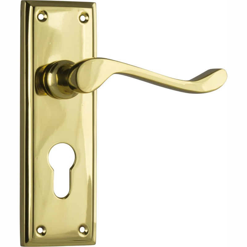 Door Lever Camden Euro Pair Polished Brass
