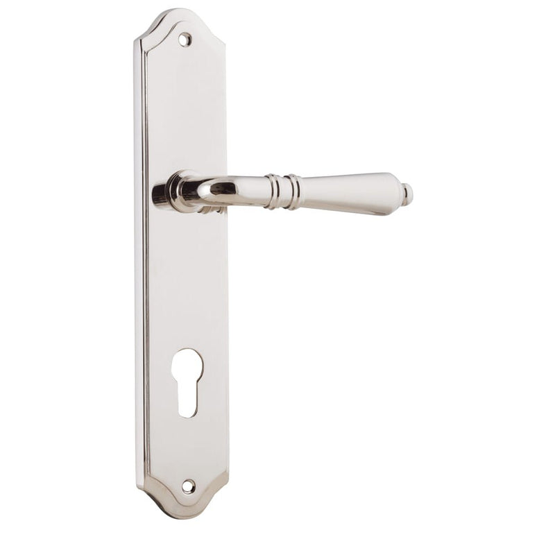 Door Lever Sarlat Shouldered Euro Polished Nickel