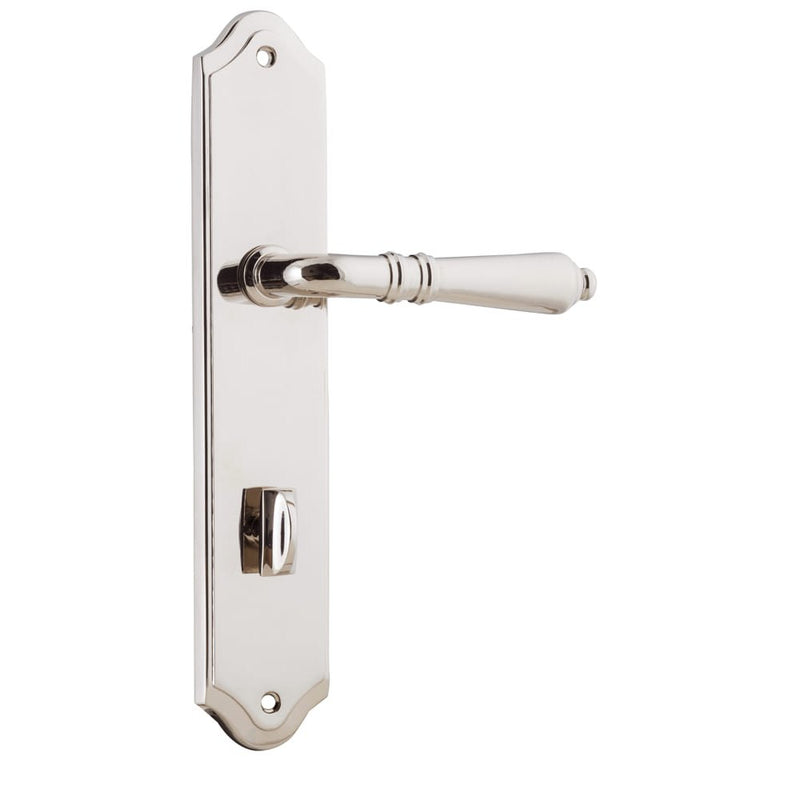 Door Lever Sarlat Shouldered Privacy Polished Nickel