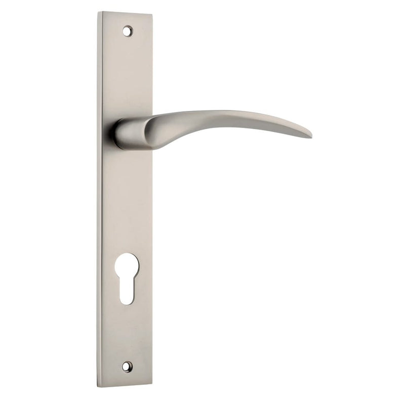 Door Lever Oxford Rectangular Euro Satin Nickel