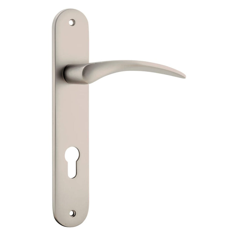 Door Lever Oxford Oval Euro Satin Nickel