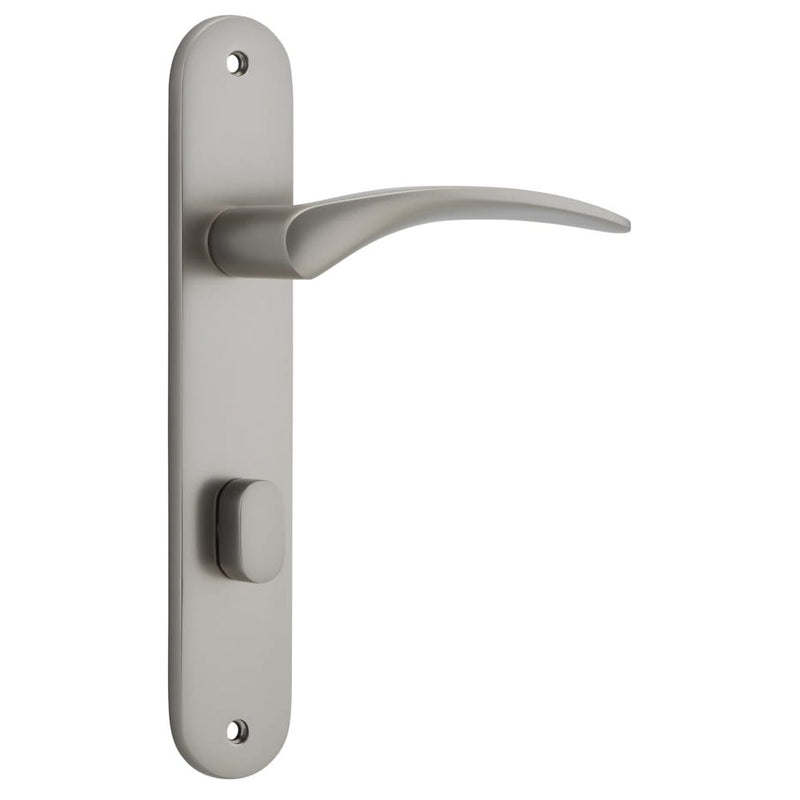 Door Lever Oxford Oval Privacy Satin Nickel