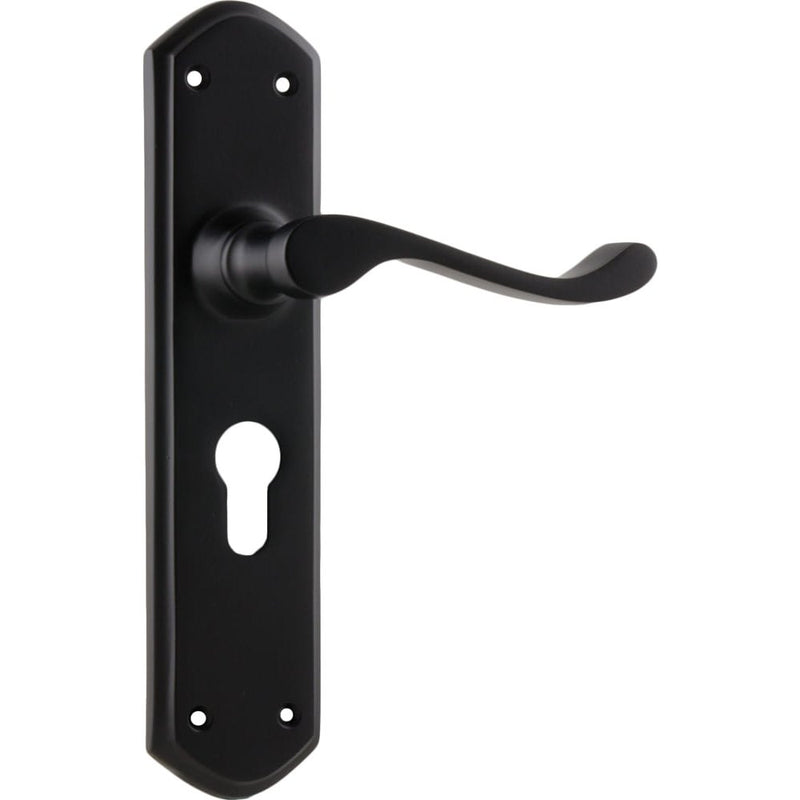 Door Lever Windsor Euro Pair Matt Black