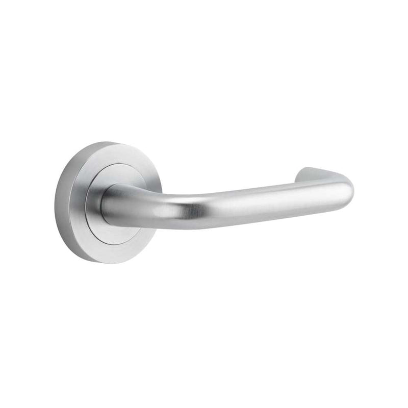 Door Lever Oslo Round Rose Brushed Chrome