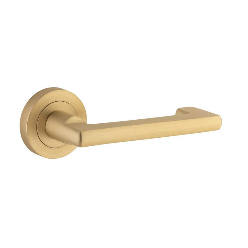 Door Lever Baltimore Return Round Rose Brushed Brass