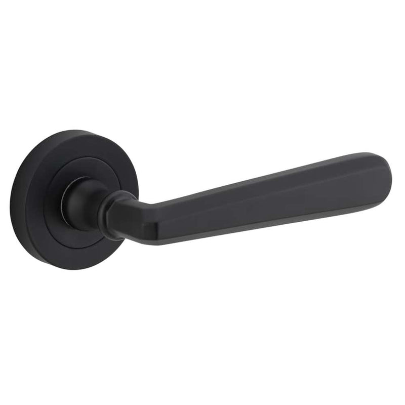 Door Lever Copenhagen Round Rose Matt Black
