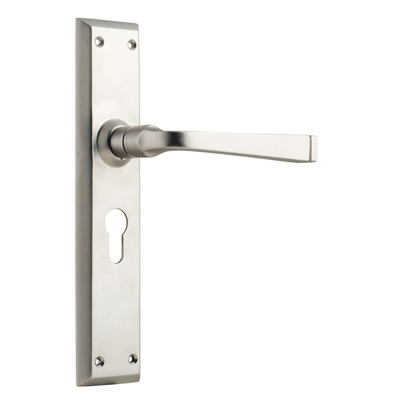 Door Lever Menton Euro Pair Satin Nickel