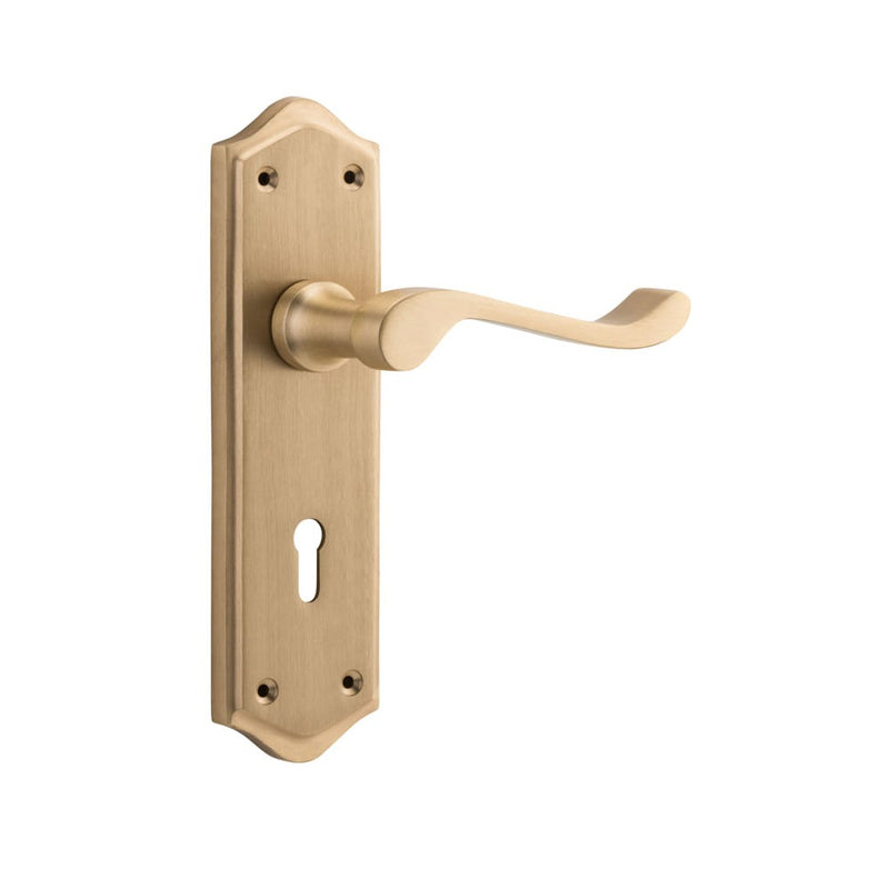 Door Lever Henley Lock Pair Satin Brass