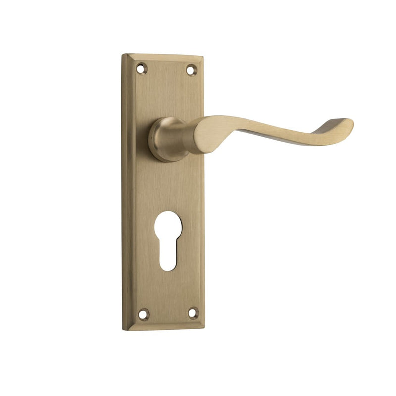Door Lever Camden Euro Pair Satin Brass