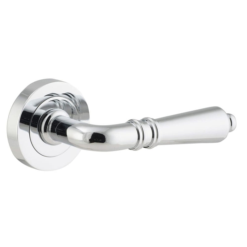 Door Lever Sarlat Round Rose Polished Chrome