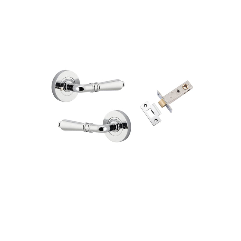 Door Lever Sarlat Round Rose Inbuilt Privacy kit Polished Chrome