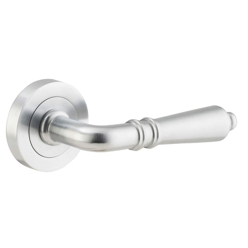 Door Lever Sarlat Round Rose Brushed Chrome