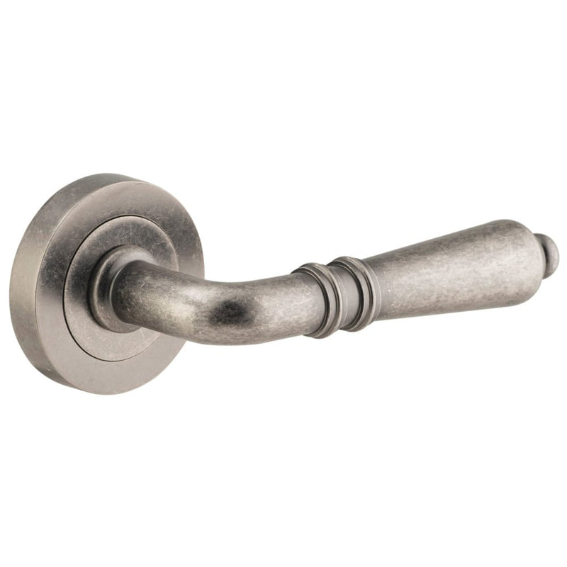 Door Lever Sarlat Round Rose Distressed Nickel