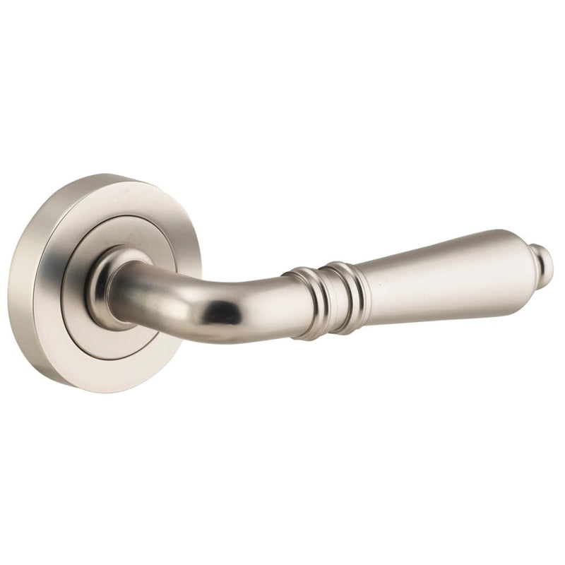 Door Lever Sarlat Round Rose Satin Nickel