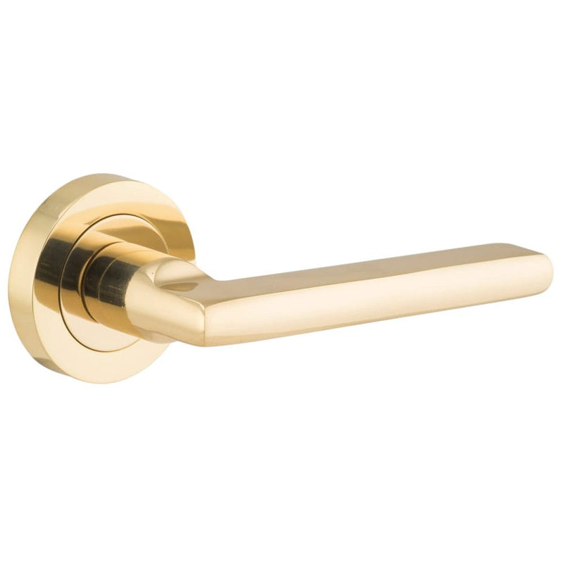 Door Lever Baltimore Round Rose Polished Brass
