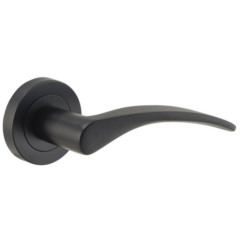 Door Lever Oxford Round Rose Matt Black