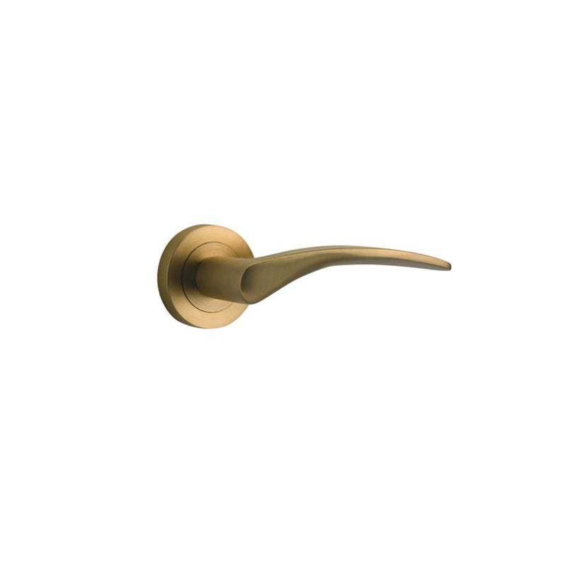 Door Lever Oxford Round Rose Brushed Brass