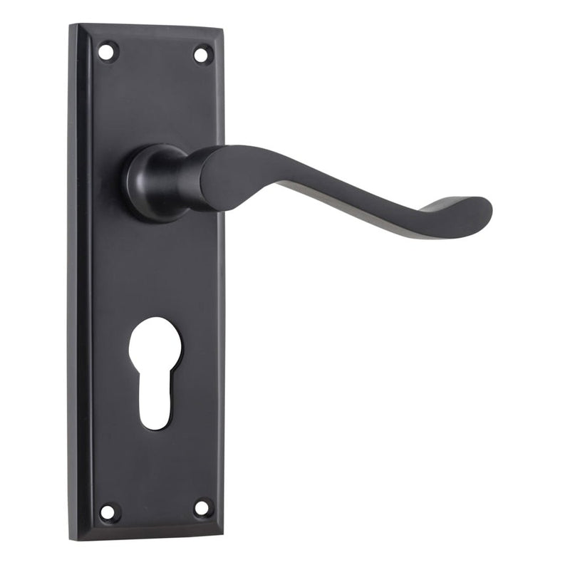 Door Lever Camden Euro Pair Matt Black