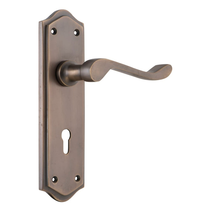 Door Lever Henley Lock Pair Antique Brass